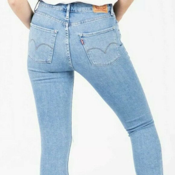 Levi's 721 Jeans 30 High Rise Waist Skinny Distressed Light Wash Denim Raw Hem - Picture 3 of 11